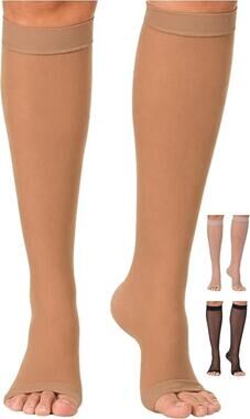 Sheer Compression Socks for Women 20-30mmHg Open Toe - Toeless Stockings